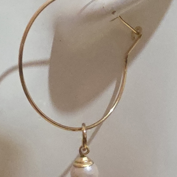 14K GENUINE CULTURED PEARL EARRINGS AND PENDANT 2.56 Grams - Picture 5 of 6